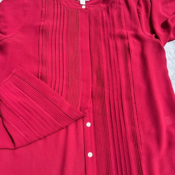 EUC J Jill thin hidden button pleated blouse Size M - Picture 2 of 6